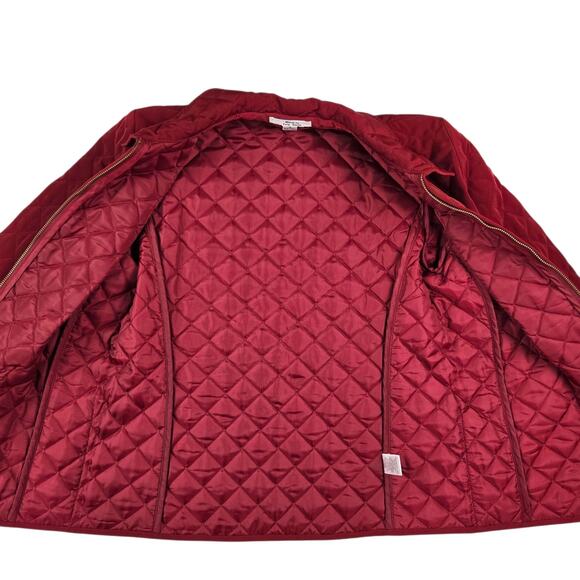 Womens Pendleton Chore Coat Barn Jacket Size Small Red Quilted Full Zip - Picture 4 of 6